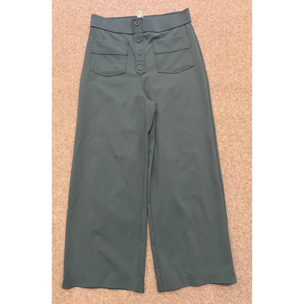 Halara Women Teal High Waisted Wide Leg Button Front Culotte Pants Size M‎
